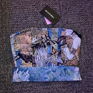 PrettyLittleThing Multi Jacquard Crop Top. Multi-colour. Size: US 2